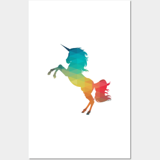 Rainbow unicorn horse Posters and Art